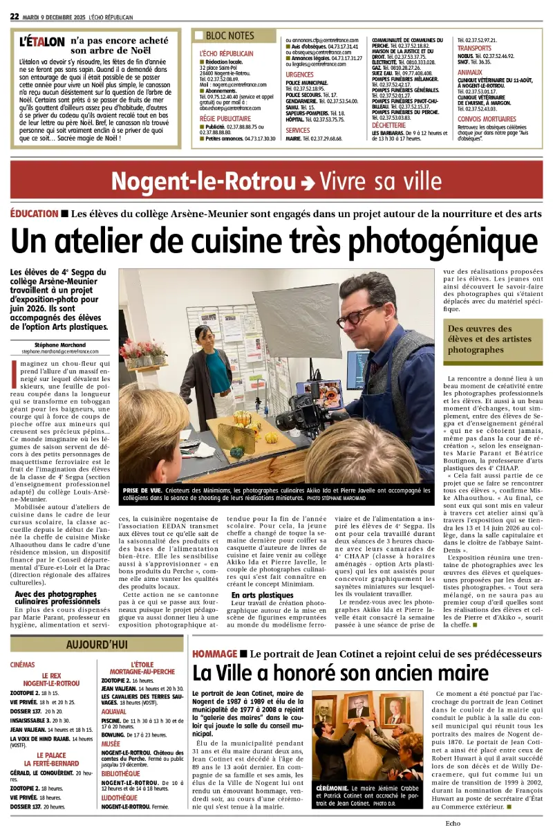 Projet photographique culinaire du collège Atelier de cuisine au collège Arsène-Meunier